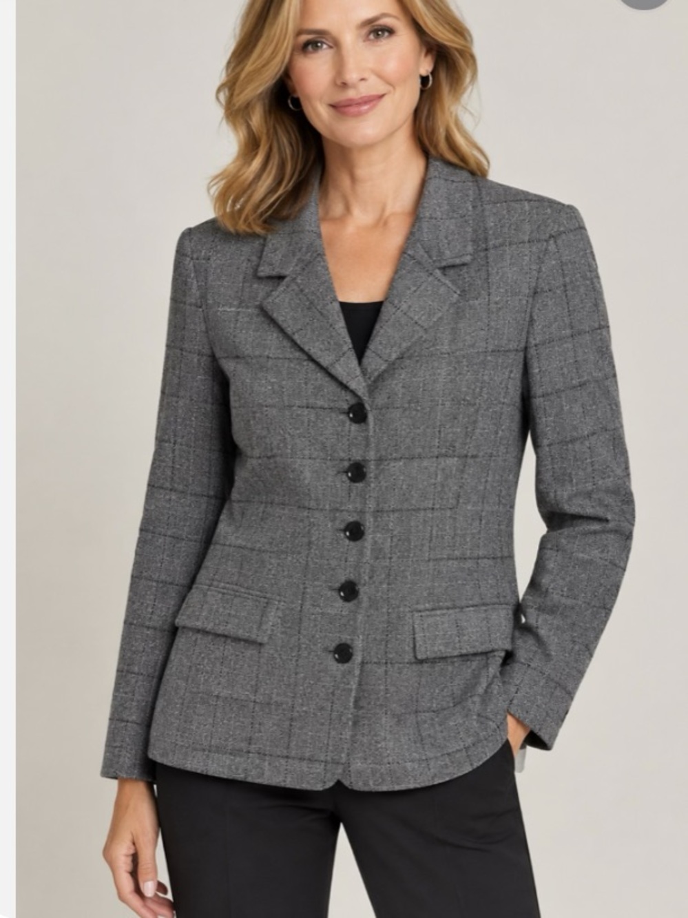 Vintage Talbots Windowpane Wool Blazer Sz 6